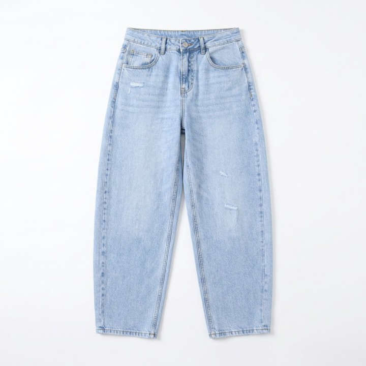 Jeans Barrel Baggy Mujer Azul Claro