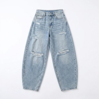 Jeans Balloon Baggy Mujer Azul Claro con Rotura