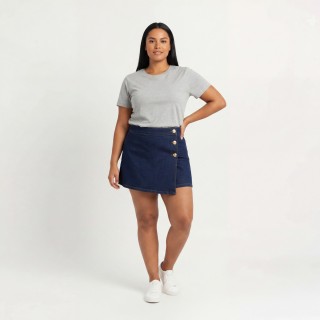 Falda Pantalón Vaquera Mujer Azul Oscuro Botones