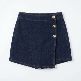 Falda Pantalón Vaquera Mujer Azul Oscuro Botones