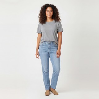 Jeans Rectos Mujer Azul Claro Tallas Grandes