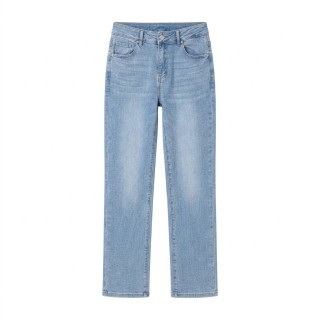 Jeans Rectos Mujer Azul Claro Tallas Grandes