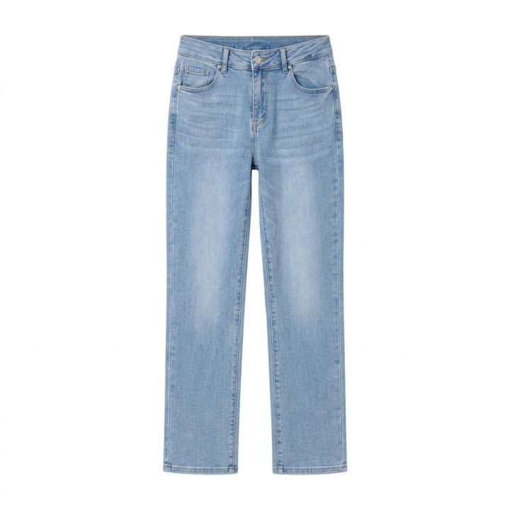 Jeans Rectos Mujer Azul Claro Tallas Grandes