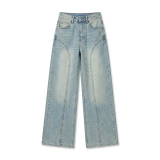 Jeans Palazzo Mujer Azul Claro Costura V