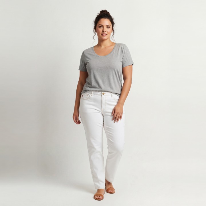 Jeans Rectos Mujer Blanco Talle Regular