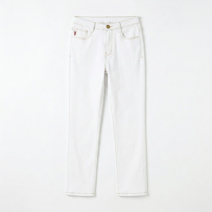 Jeans Rectos Mujer Blanco Talle Regular