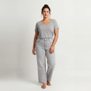 Jeans Wide Leg Mujer Gris Claro