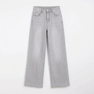 Jeans Wide Leg Mujer Gris Claro