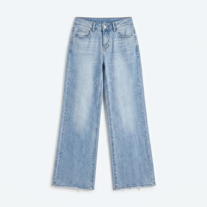 Jeans Wide Leg Mujer Azul Claro Low Waist