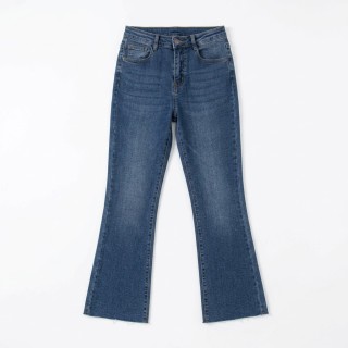 Jeans Flare Mujer Azul Medio Cintura Alta