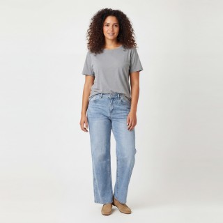 Jeans Wide Leg Mujer Azul Claro Estrella Bordada
