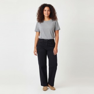 Jeans Wide Leg Mujer Negro Cintura Alta Clásico
