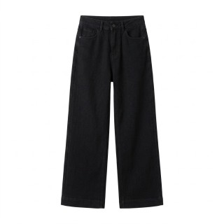 Jeans Wide Leg Mujer Negro Cintura Alta Clásico