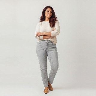 Jeans Rectos Mujer Gris Claro Slim