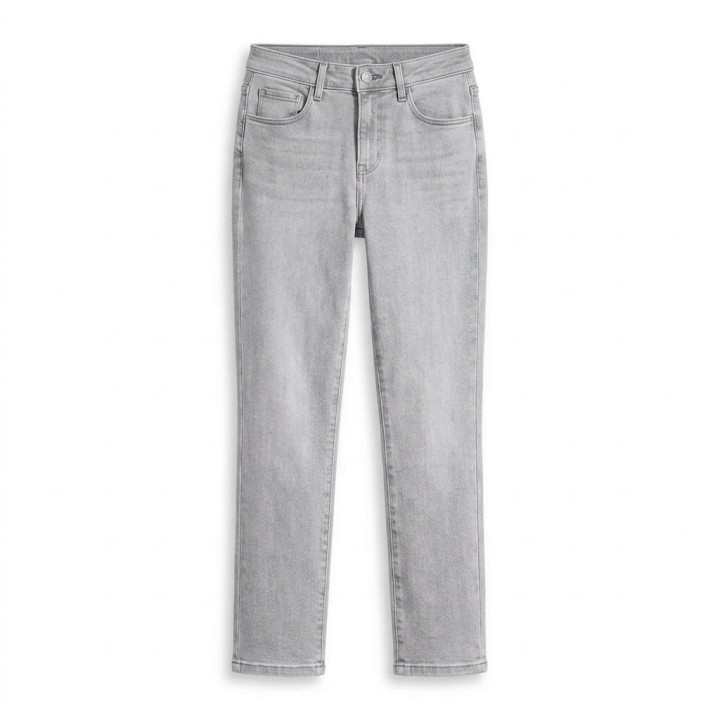 Jeans Rectos Mujer Gris Claro Slim