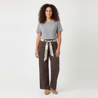 Pantalón Wide Leg Mujer Marrón Chocolate Pañuelo