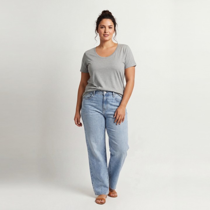 Jeans Wide Leg Straight Mujer Azul Claro