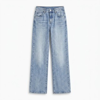 Jeans Wide Leg Straight Mujer Azul Claro