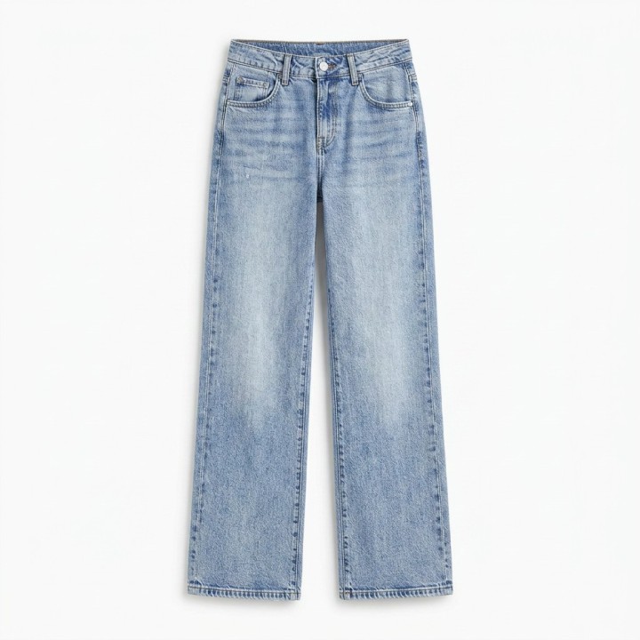 Jeans Wide Leg Straight Mujer Azul Claro