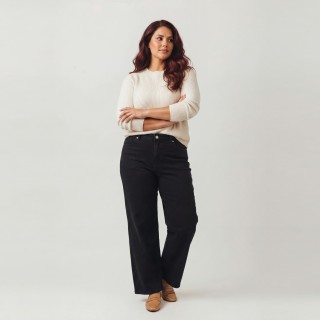 Jeans Wide Leg Negro Mujer Cintura Alta