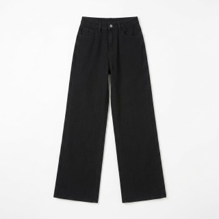 Jeans Wide Leg Negro Mujer Cintura Alta