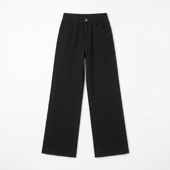 Jeans Wide Leg Negro Mujer Cintura Alta