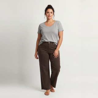 Pantalón Wide Leg Marrón Oscuro Mujer