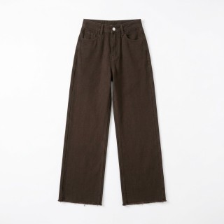 Pantalón Wide Leg Marrón Oscuro Mujer