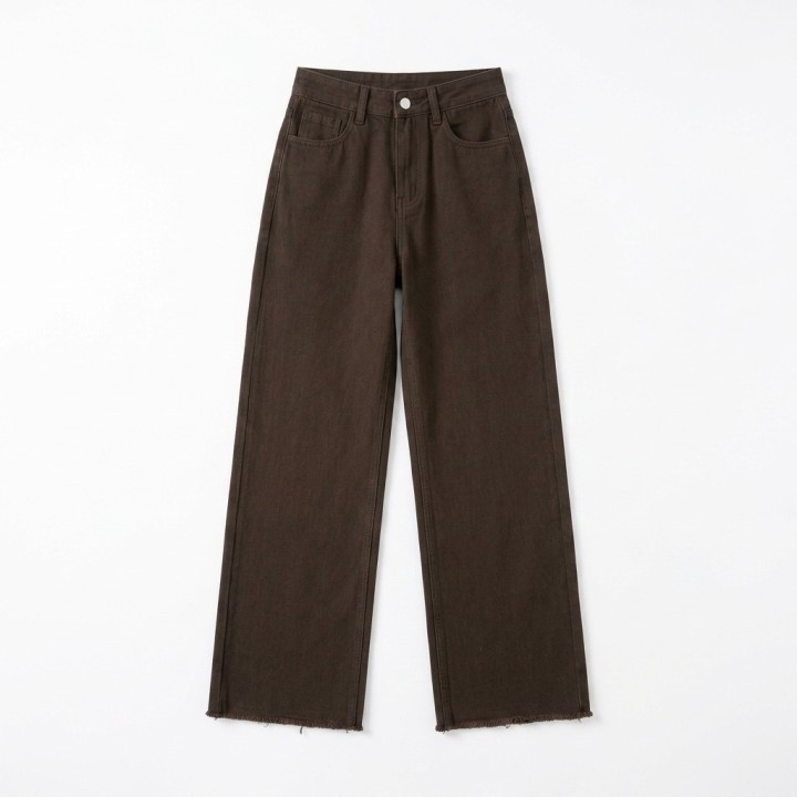 Pantalón Wide Leg Marrón Oscuro Mujer