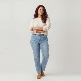 Jeans Bordado Floral Talla Grande Mujer