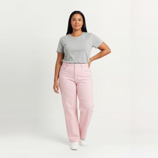 Jeans Wide Leg Rosa Pastel Mujer