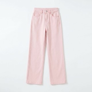 Jeans Wide Leg Rosa Pastel Mujer