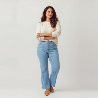 Jeans Wide Leg Azul Claro Mujer Cintura Alta