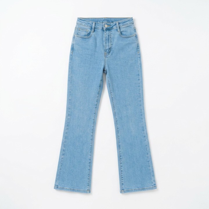 Jeans Wide Leg Azul Claro Mujer Cintura Alta
