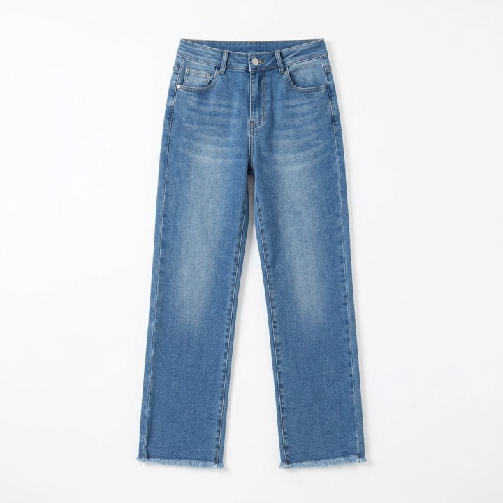Jeans Wide Leg Talla Grande Azul Lavado Mujer