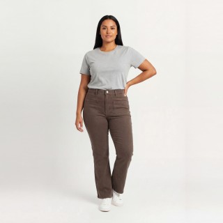 Pantalón Flare Marrón Mujer Bolsillos