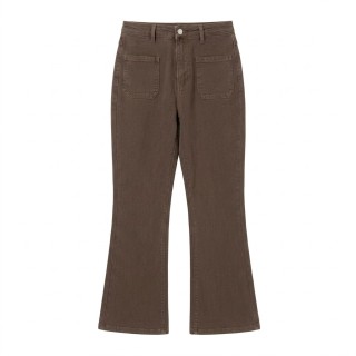 Pantalón Flare Marrón Mujer Bolsillos