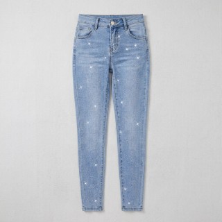 Jeans Skinny Talla Grande Azul con Strass Mujer