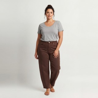 Pantalón Wide Leg Marrón Elástico Mujer