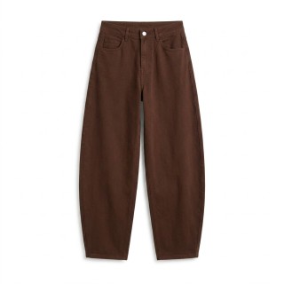Pantalón Wide Leg Marrón Elástico Mujer