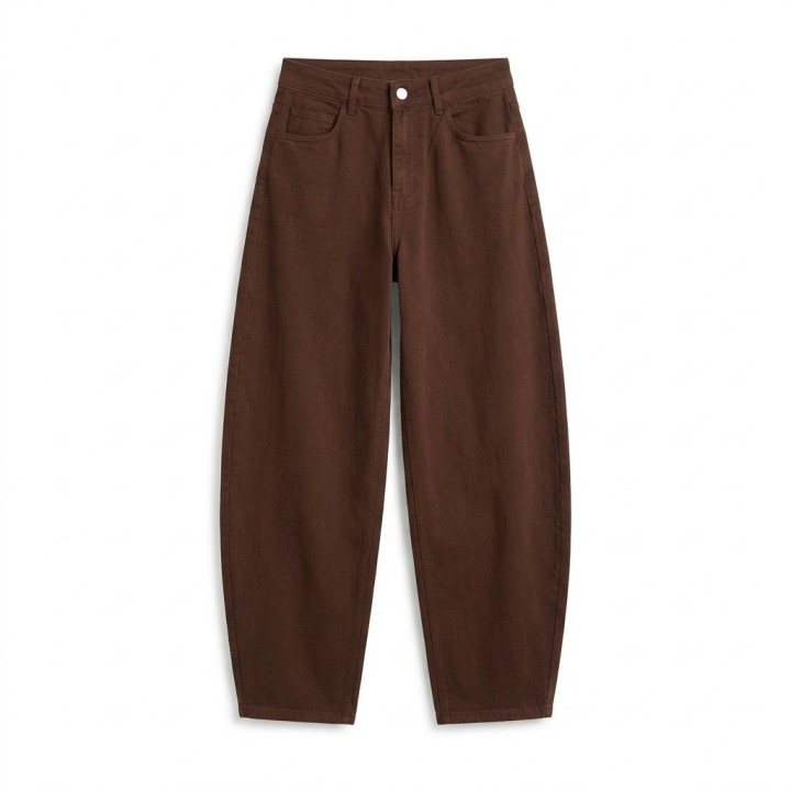 Pantalón Wide Leg Marrón Elástico Mujer