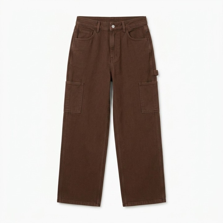 Pantalón Wide Leg Marrón Oscuro Mujer
