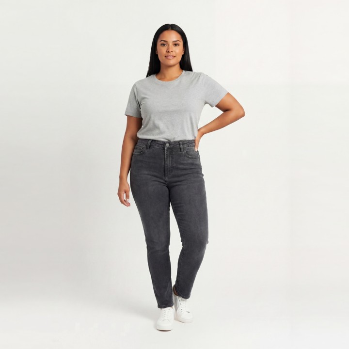 Jeans Skinny Gris Oscuro Mujer