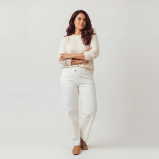Jeans Wide Leg Blanco Mujer Cintura Baja