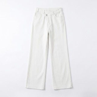 Jeans Wide Leg Blanco Mujer Cintura Baja