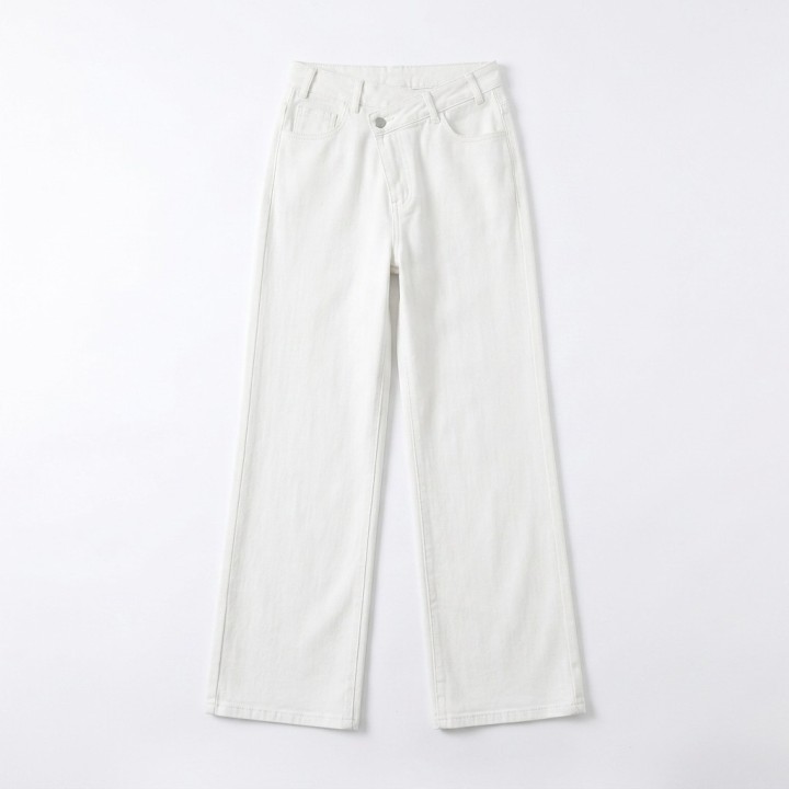 Jeans Wide Leg Blanco Mujer Cintura Baja
