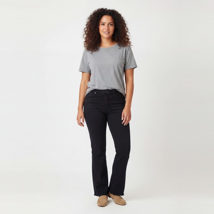 Jeans Flare Negro Push-Up Mujer