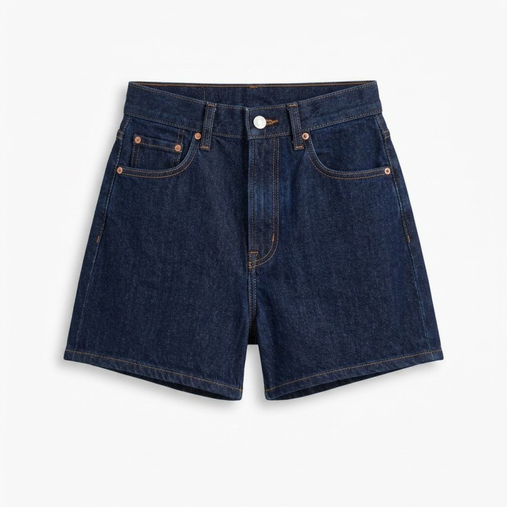 Shorts Vaqueros Azul Marino Mujer Cintura Alta