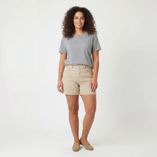 Shorts Vaqueros Beige Mujer Cintura Alta