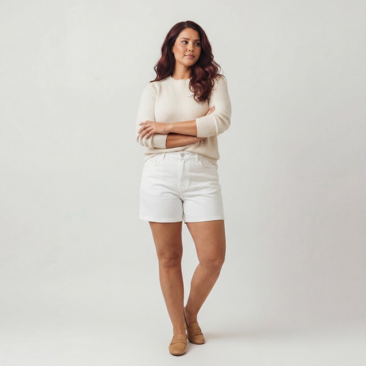 Shorts Vaqueros Blancos Mujer Cintura Alta